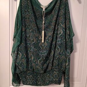 Max Studio Green Paisley Blouse